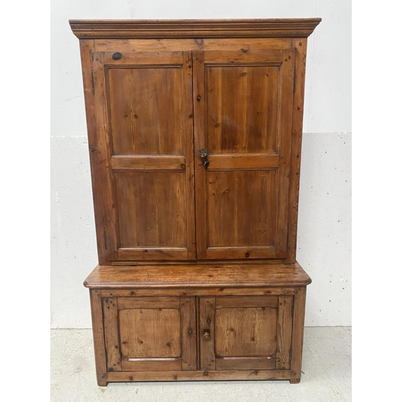 Two-part administrative filing cabinet, solid fir wood, 20th century