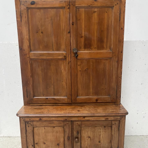 Two-part administrative filing cabinet, solid fir wood, 20th century