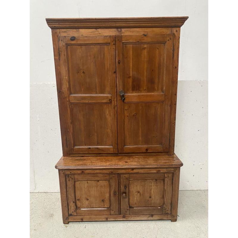 Two-part administrative filing cabinet, solid fir wood, 20th century