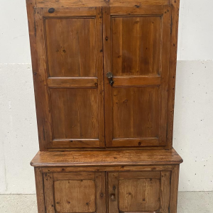 Two-part administrative filing cabinet, solid fir wood, 20th century