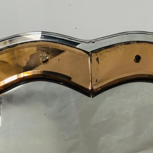 Miroir à pare-closes en verre teinté, décor de pointe en verre, ca 1950