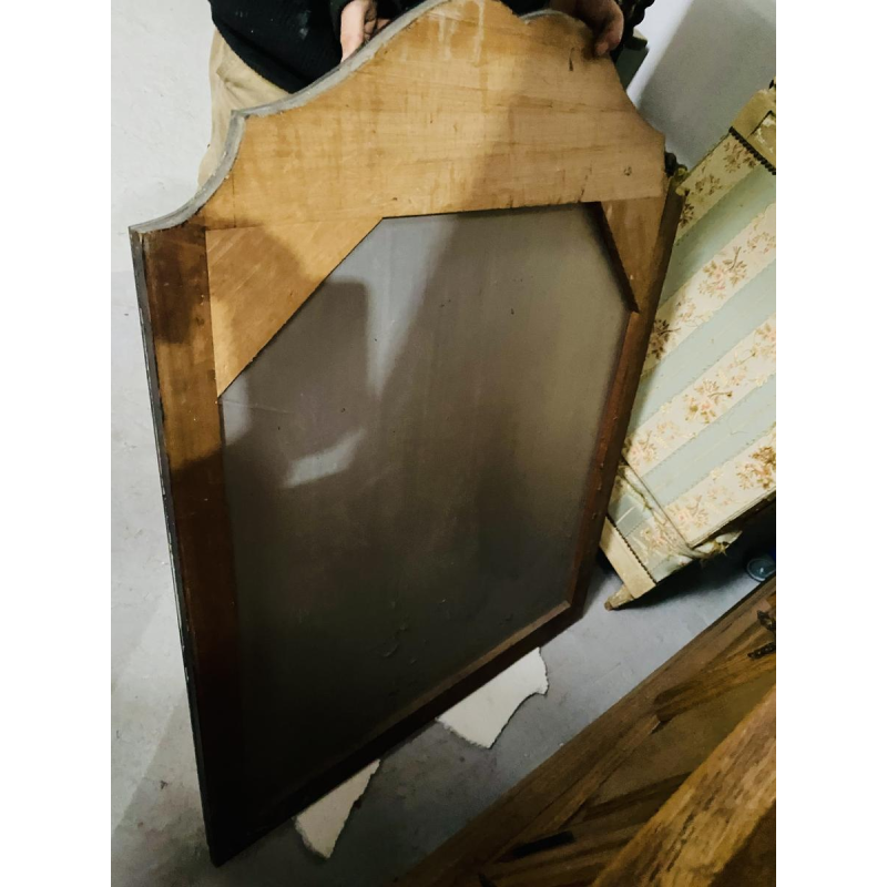 Spiegel met getint glazen frame, glazen sierknop, ca. 1950