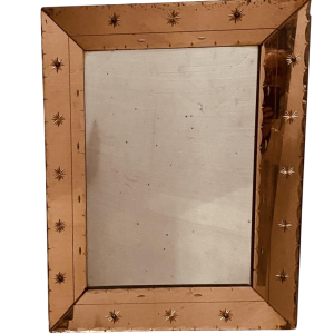 Mirror with enclosed sides, tinted glass with pointed glass decoration, ca. 1950