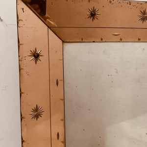 Spiegel met gesloten zijkanten, getint glas met puntige glasdecoratie, ca. 1950