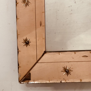 Mirror with enclosed sides, tinted glass with pointed glass decoration, ca. 1950