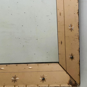 Spiegel met gesloten zijkanten, getint glas met puntige glasdecoratie, ca. 1950