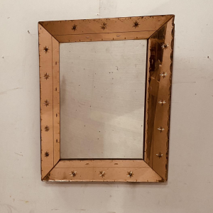 Mirror with enclosed sides, tinted glass with pointed glass decoration, ca. 1950