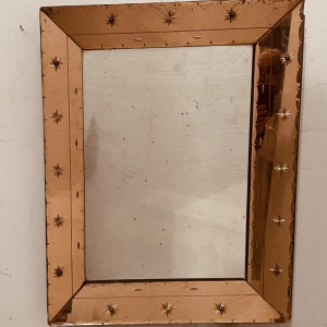 Mirror with enclosed sides, tinted glass with pointed glass decoration, ca. 1950