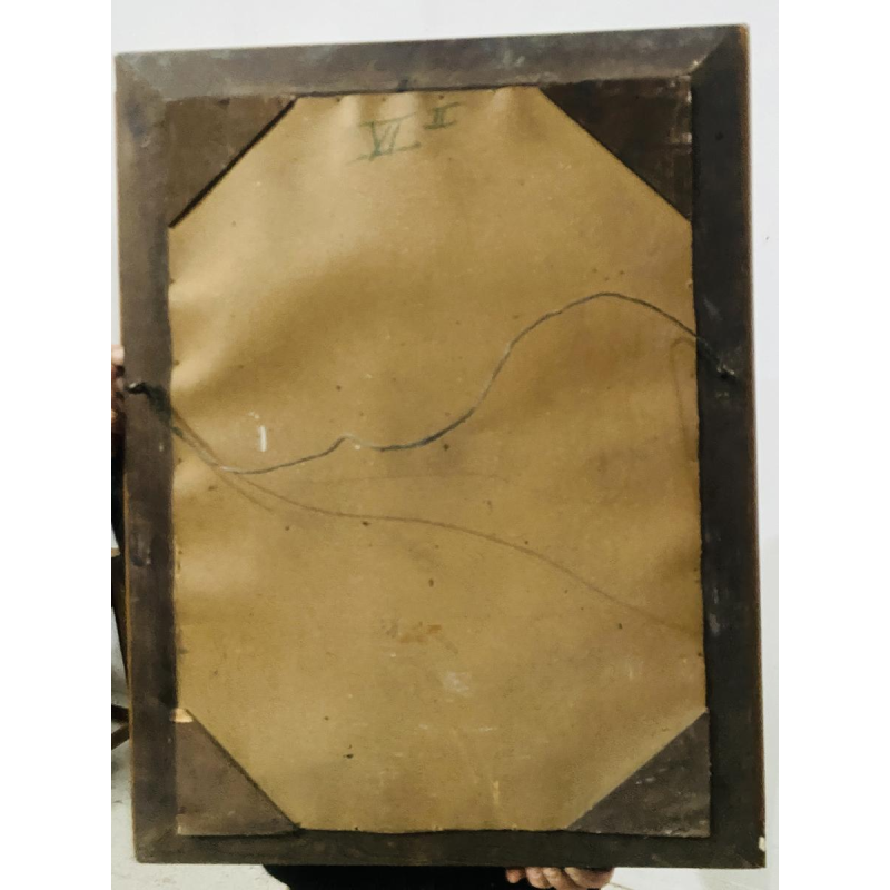 Spiegel met gesloten zijkanten, getint glas met puntige glasdecoratie, ca. 1950