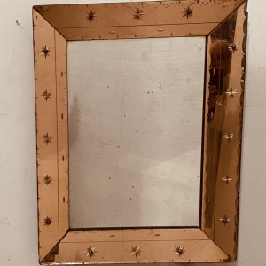 Spiegel met gesloten zijkanten, getint glas met puntige glasdecoratie, ca. 1950