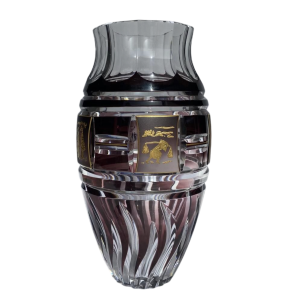 Val-Saint-Lambert, plum-colored double-layered vase with Asian frieze