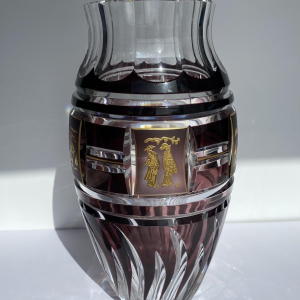 Val-Saint-Lambert, vase doublé prune avec frise asiatique