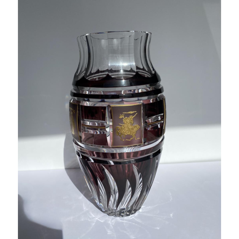 Val-Saint-Lambert, vase doublé prune avec frise asiatique