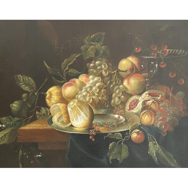 Painting "Still Life with Lemons", oil on canvas, 19th century