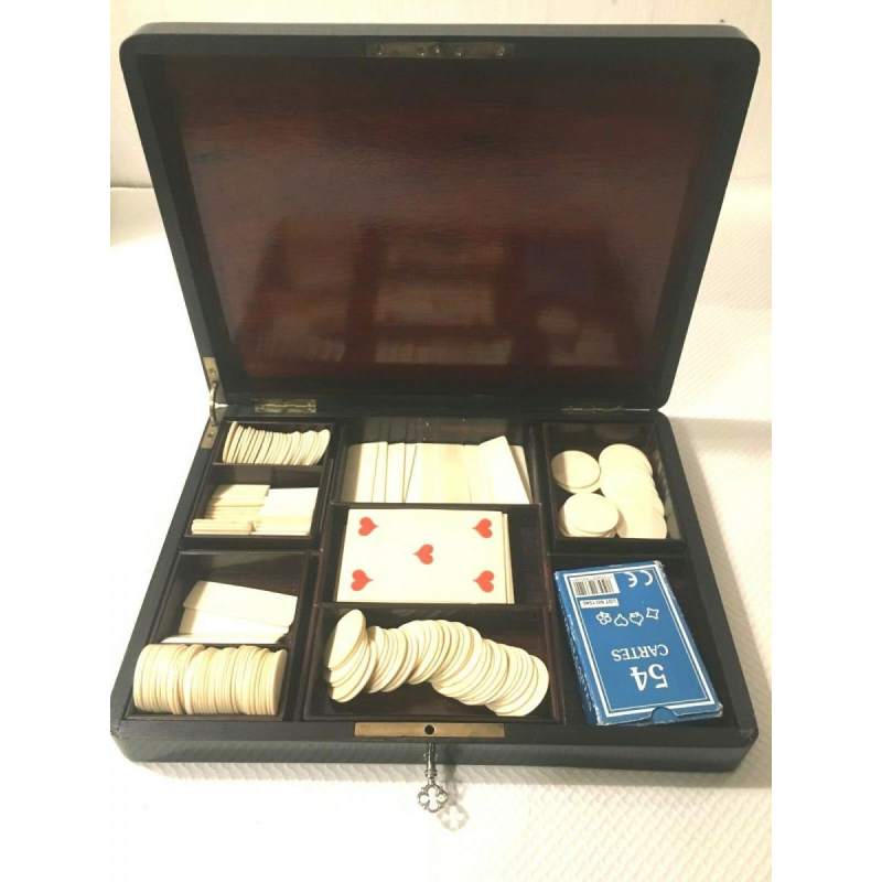 Boîte à jetons Napoléon III, coffret en marqueterie Boulle, XIXe siècle