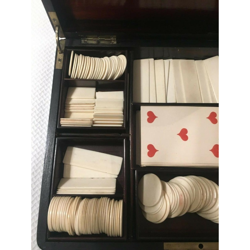 Napoleon III token box, Boulle marquetry case, 19th century