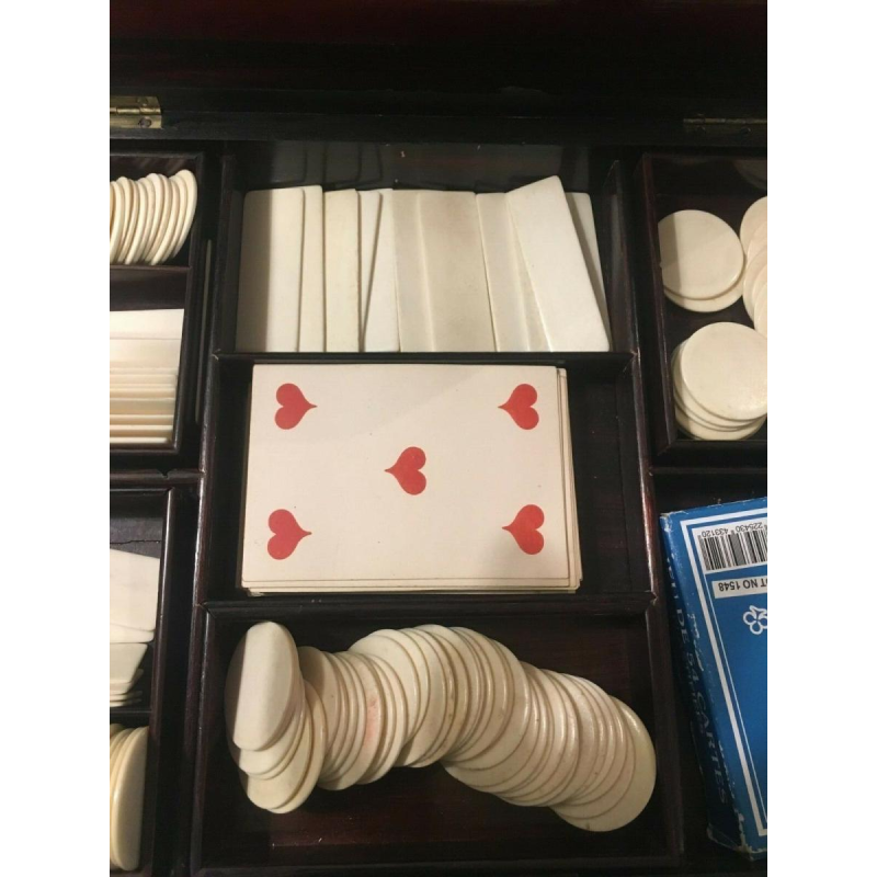 Napoleon III token box, Boulle marquetry case, 19th century