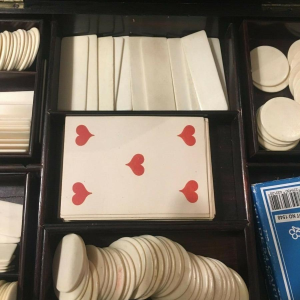 Napoleon III token box, Boulle marquetry case, 19th century