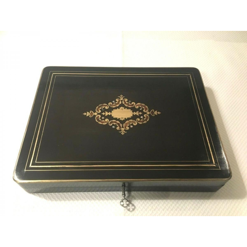 Napoleon III token box, Boulle marquetry case, 19th century