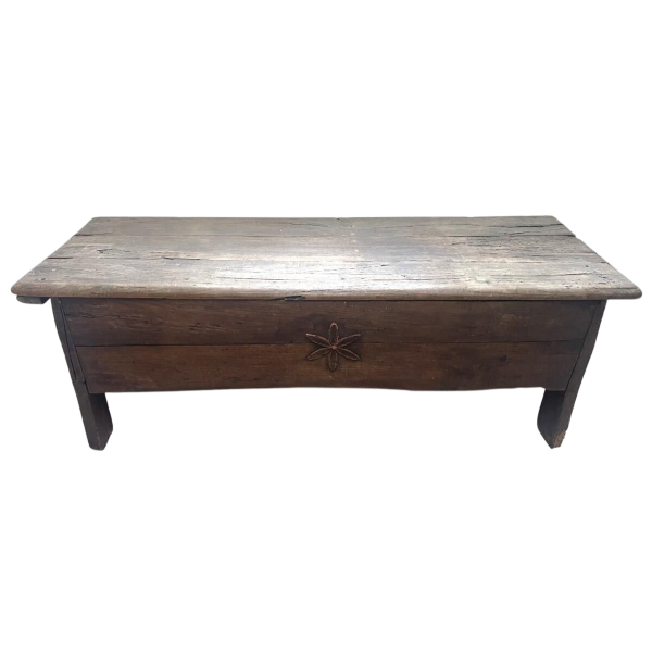 Solid elm chest with star decoration, 18th century