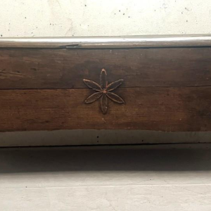 Solid elm chest with star decoration, 18th century