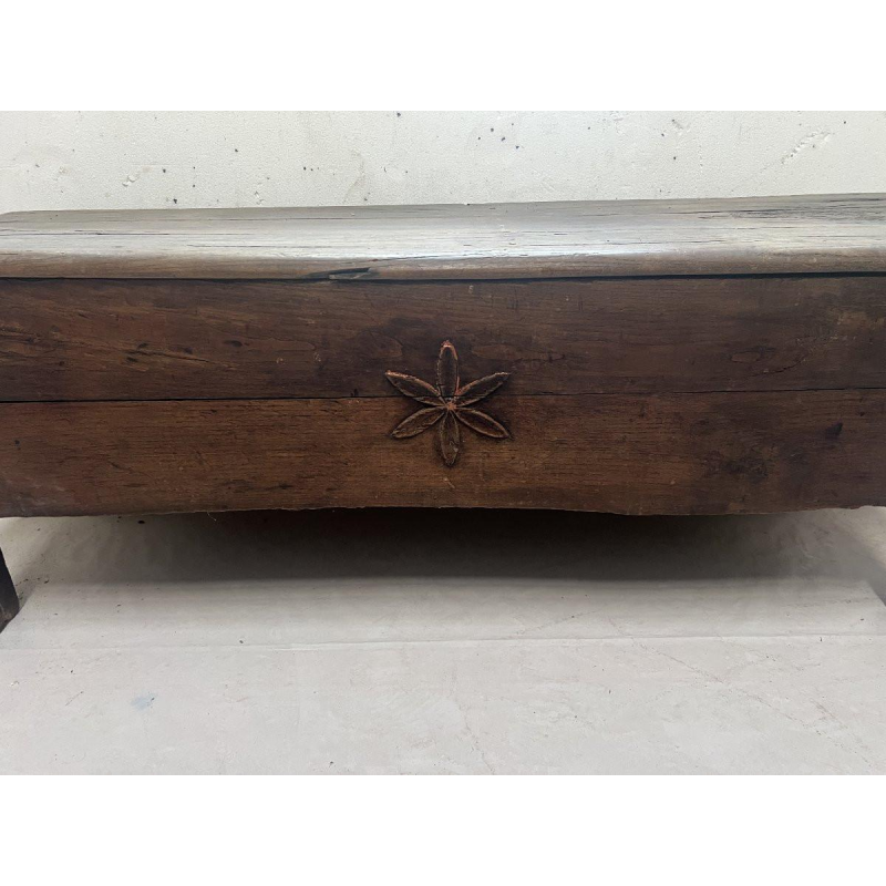 Solid elm chest with star decoration, 18th century