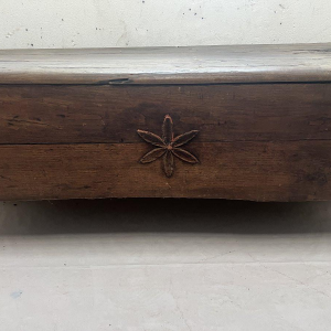 Solid elm chest with star decoration, 18th century