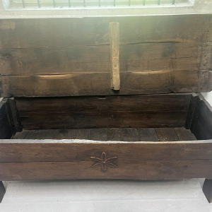 Solid elm chest with star decoration, 18th century