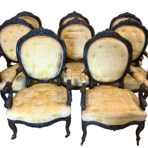 Suite de huit fauteuils Napoléon III en palissandre, XIXᵉ siècle