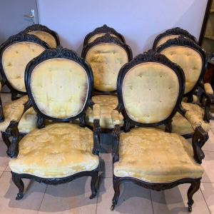 Set of eight Napoleon III armchairs in rosewood, 19th century