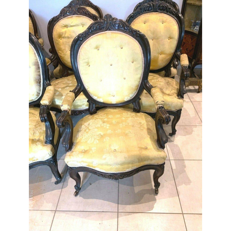 Set van acht Napoleon III-fauteuils van palissanderhout, 19e eeuw.