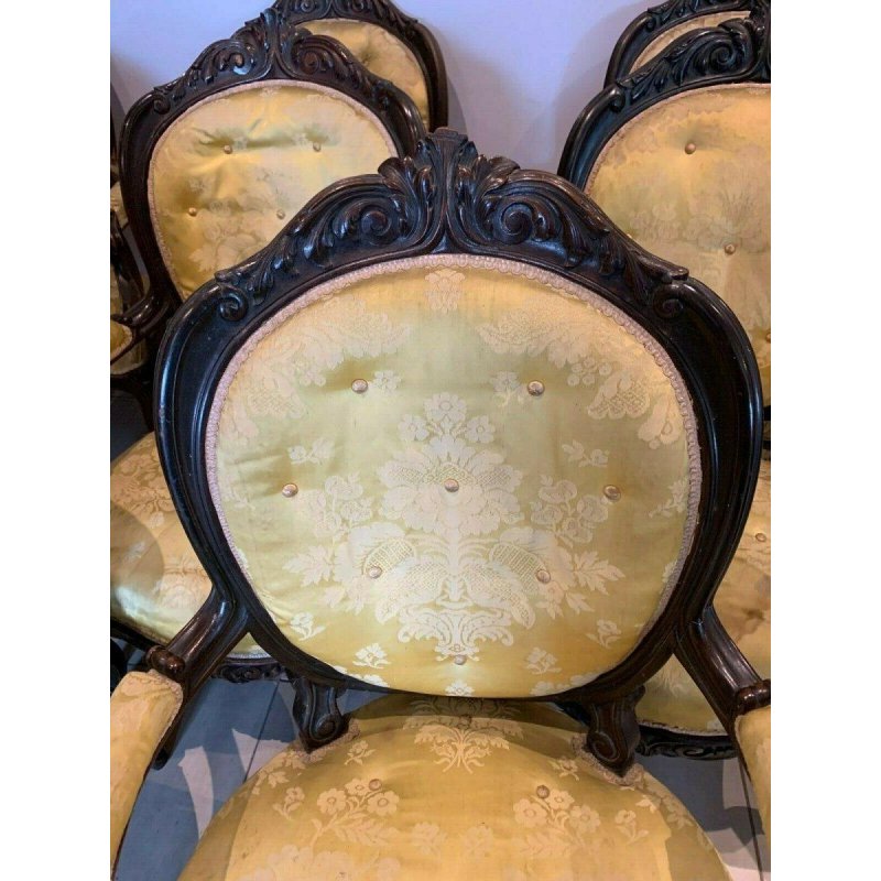 Set of eight Napoleon III armchairs in rosewood, 19th century