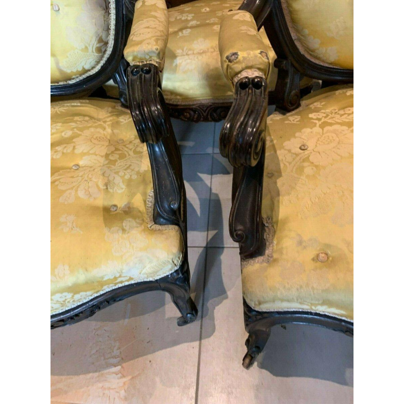 Suite de huit fauteuils Napoléon III en palissandre, XIXᵉ siècle