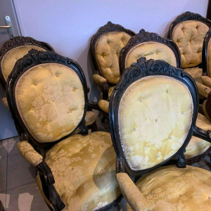 Set of eight Napoleon III armchairs in rosewood, 19th century