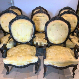 Set of eight Napoleon III armchairs in rosewood, 19th century