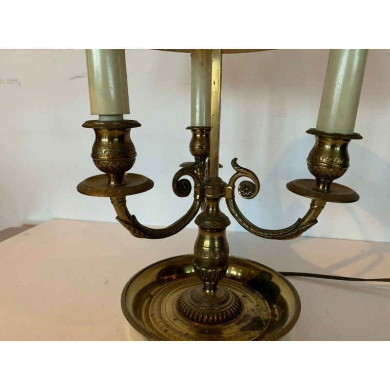 Bronze and sheet metal bouillotte lamp, 20th century