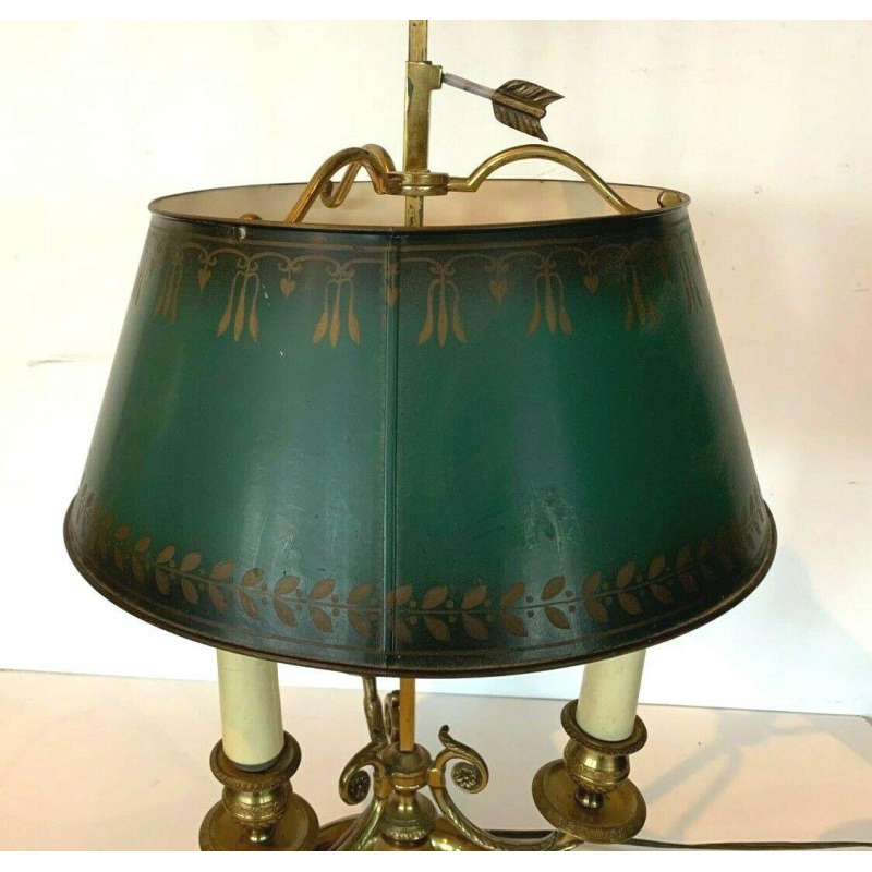 Bronze and sheet metal bouillotte lamp, 20th century