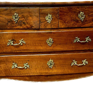 Louis XV style bombé commode in solid walnut, 18th century