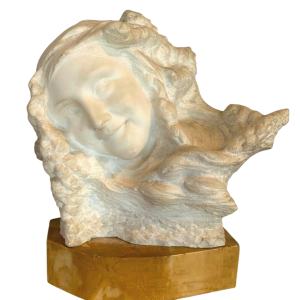 Professor Pattarino "Smiling Woman" Carrara marble sculpture, Italy, 20th century