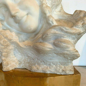 Professor Pattarino "Smiling Woman" Carrara marble sculpture, Italy, 20th century