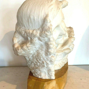 Professor Pattarino "Smiling Woman" Carrara marble sculpture, Italy, 20th century