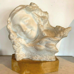 Professor Pattarino "Smiling Woman" Carrara marble sculpture, Italy, 20th century