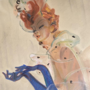 Jean-Gabriel Domergue (toegeschreven aan) "Elegante" pasteltekening op papier