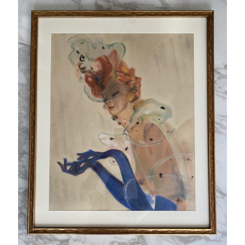 Jean-Gabriel Domergue (toegeschreven aan) "Elegante" pasteltekening op papier