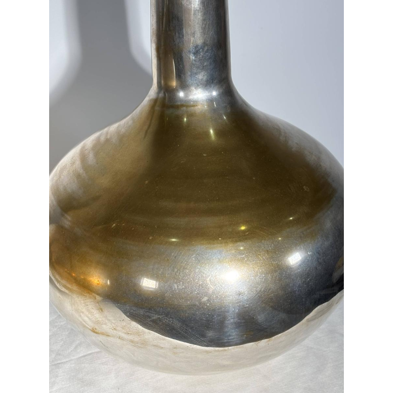 Paire de grands vases "bouteilles" estampillés - métal argenté - Italie XXe s