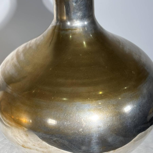 Pair of large stamped "bottle" vases - silver-plated metal - Italy, 20th century