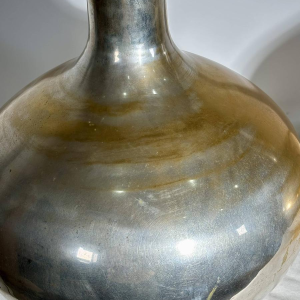 Pair of large stamped "bottle" vases - silver-plated metal - Italy, 20th century