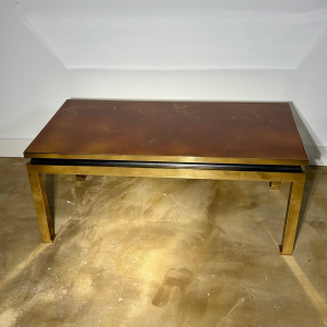 Coffee table in lacquered resin and brass, 1970s