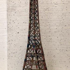 Large Eiffel Tower made of flat iron and patinated angle iron, 20th century