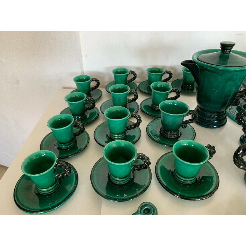 Marius Giuge, glazed stoneware tea and coffee service, 20th century